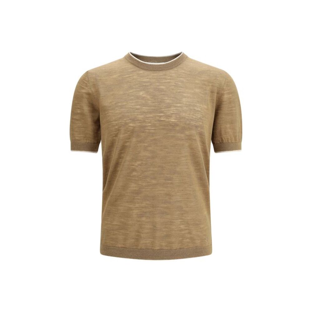Brooksfield Men Short-Sleeved Linen Blend Shirt
